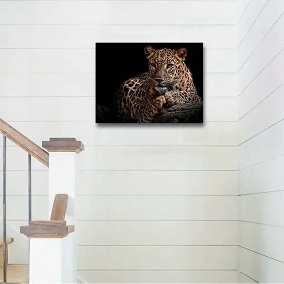 Leopard Wall Art Handcrafted Canvas Oil Painting 12X16 - Picture 4 of 4